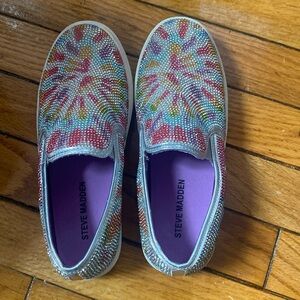 Steve Madden crystal slip on shoes